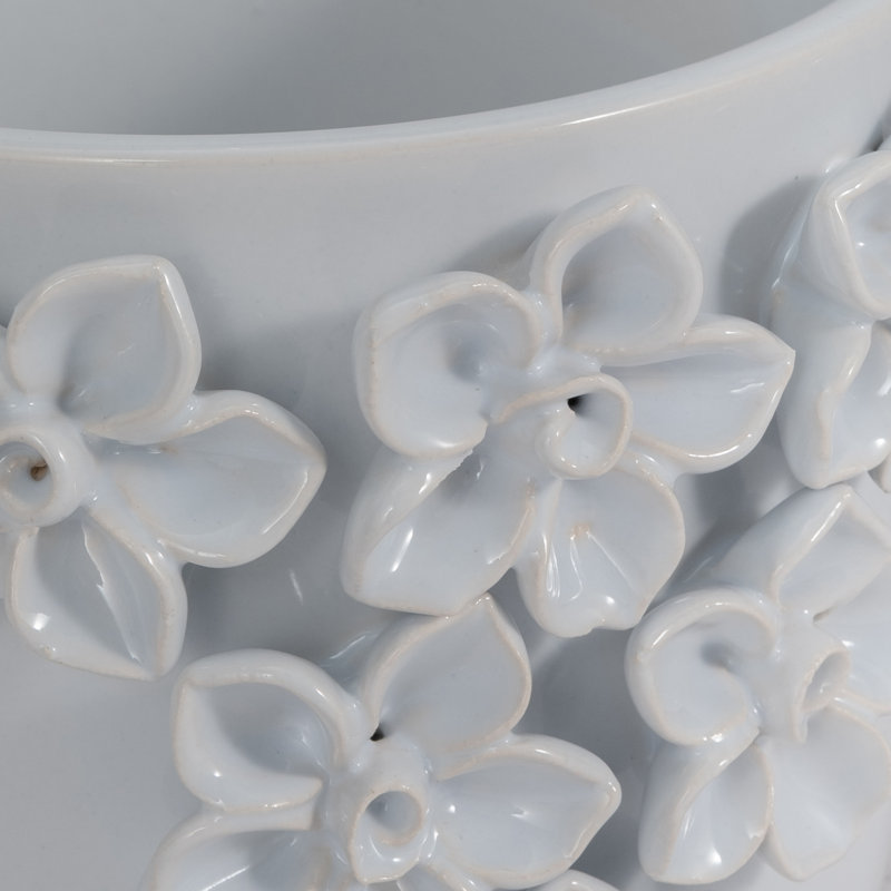 Motif floral en céramique Adeline Planter, Blanc, H 5 po x l 6 po x P 6 po