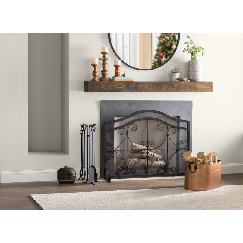 Large Crest Flat Guard Fireplace Screen