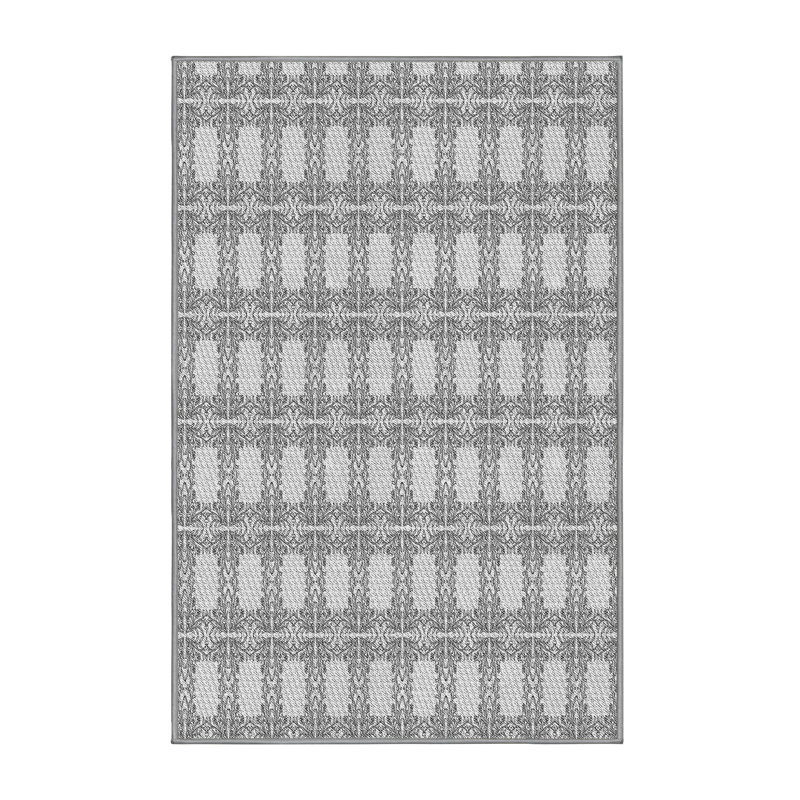 Tapis gris à motif géométrique Kissner, Rectangle 7 pi x 9 pi