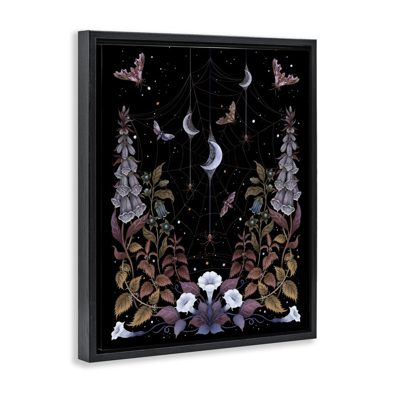 Cadre de jardin sorcière avec toile d'araignée, conception par Episodic Dessins, H 21 po x l 17 po