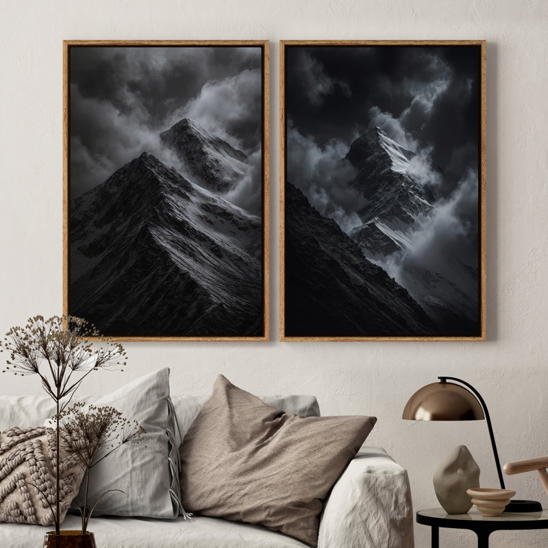 Impression sur toile encadrée - Paysage de montagne enneigée pour chambre à coucher - 24 po x 36 po, Naturel