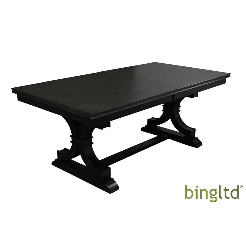 Black Solid Parawood Extendable Dining Table with Cross Legs
