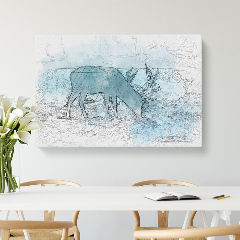 Grazing Stag - Wrapped Canvas, 40cm H x 60cm W x 3cm D