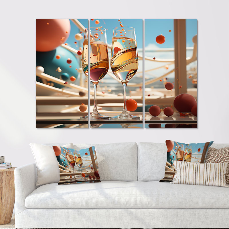 Bubbles Dreams - Ensemble de décoration murale vin et champagne, H 28 po x l 36 po