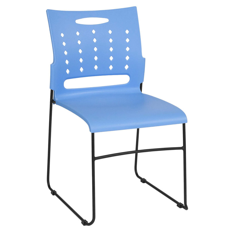 Sleek Black 881 lb Capacity Ergonomic Mid-Back Stacking Chair
