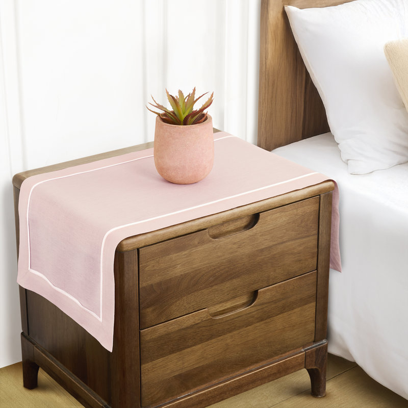 100% Pure Linen Table Runner -kensington, Pink, 72" x 14"
