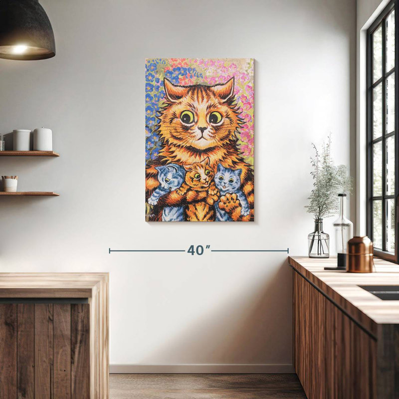 Brampt A Cat With Her Kittens, 36" H x 24" W