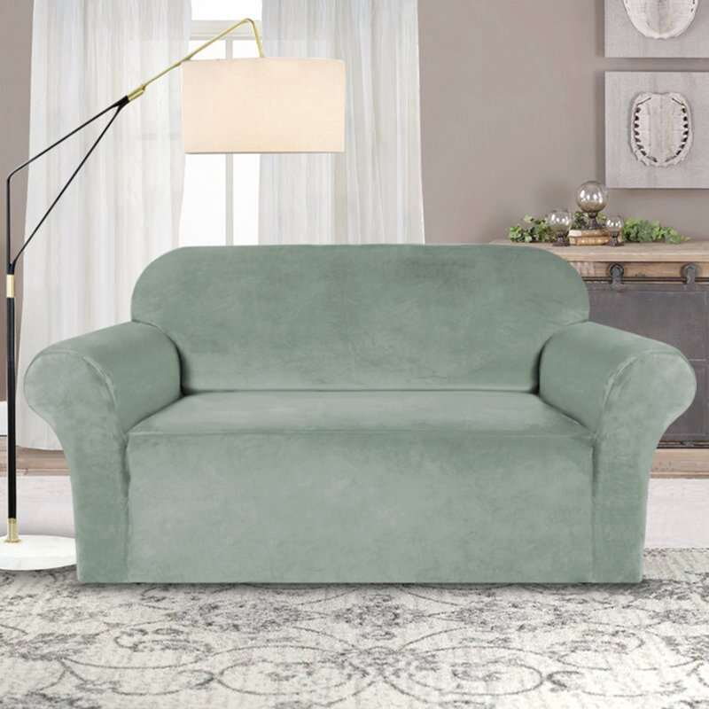 Housse de causeuse extensible en velours antidérapant et confortable, Ruppie maritime