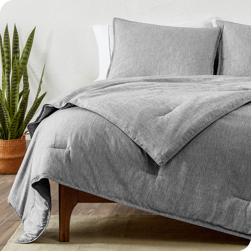 Bare Home Heathered Comforter Set - Ultra-Soft - Goose Down Alternative - All Season Warmth, Heather Charcoal