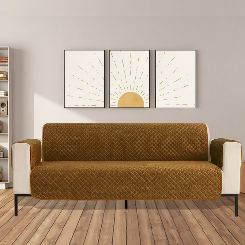Housse antidérapante pour canapé (68/78 po), H 75,5 po x l 124 po x P 68 po, Velours de polyester brun