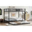 Lit superposé double au-dessus de double avec lit gigogne simple, noir-2036444348