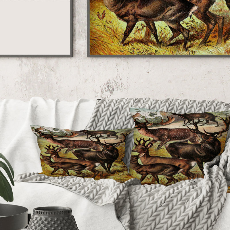 «Vintage Mammals I» - Coussin à imprimé campagnard