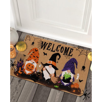 Halloween, paillasson, gnome de bienvenue, intérieur, extérieur, automne, voeux, porche, scandinave, nain, avec, Jack, O'lantern