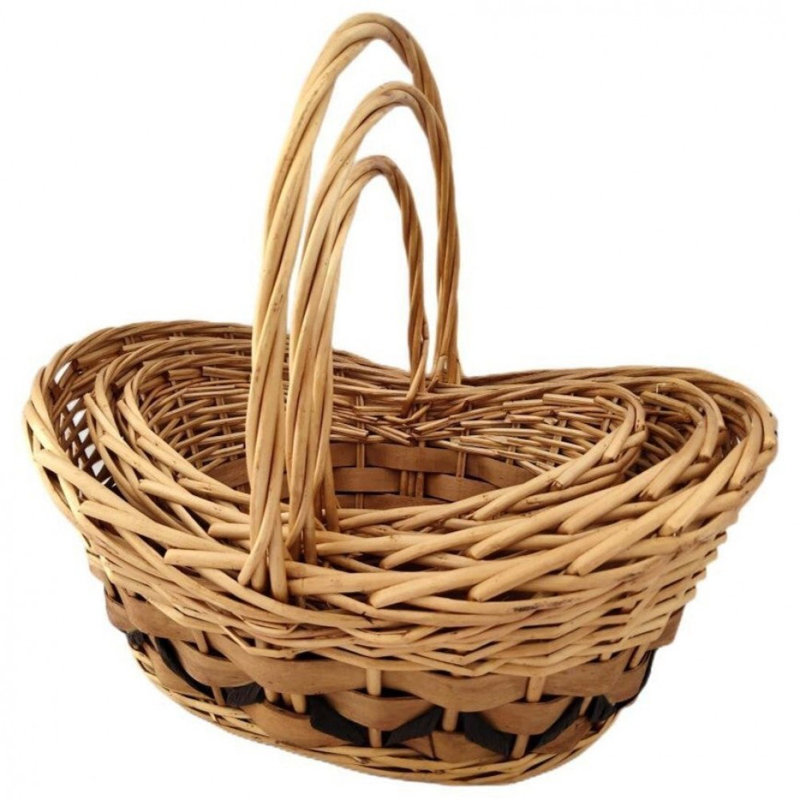 Set Of 3 With Handles Oval Baskets
