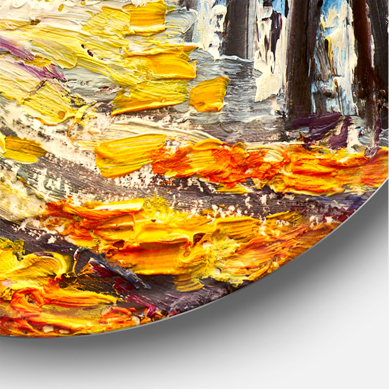«Sunshine Through The Autumn Trees», art mural cercle en métal Lake House, H 11 po x l 11 po x p 1 po