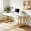 Bureau de direction rectangulaire en MDF blanc avec structure en acier, idéal pour le télétravail, 160 cm (63 po).
