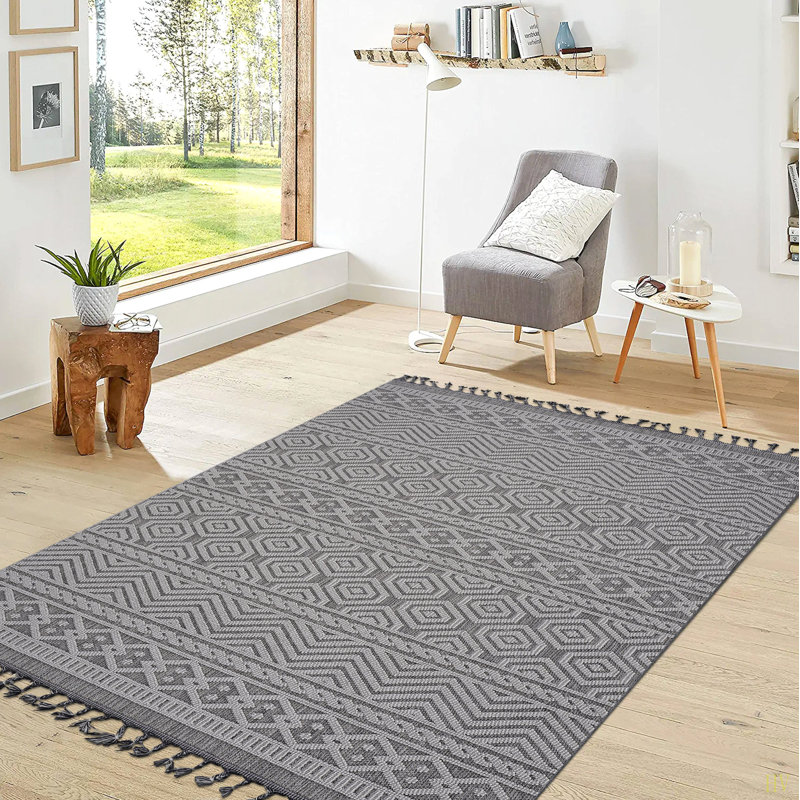 Tapis d'intérieur / extérieur à motif géométrique 4X6 Guros Collection, Rectangle 4 pi x 6 pi 2 po
