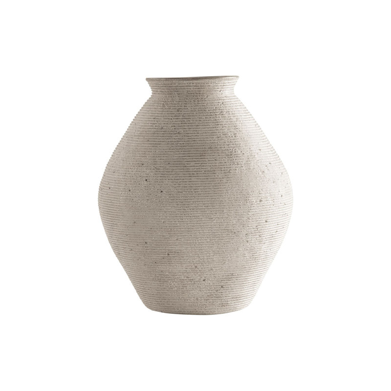Elijaha Table Vase, 12" H x 10" W x 10" D, Antique Beige