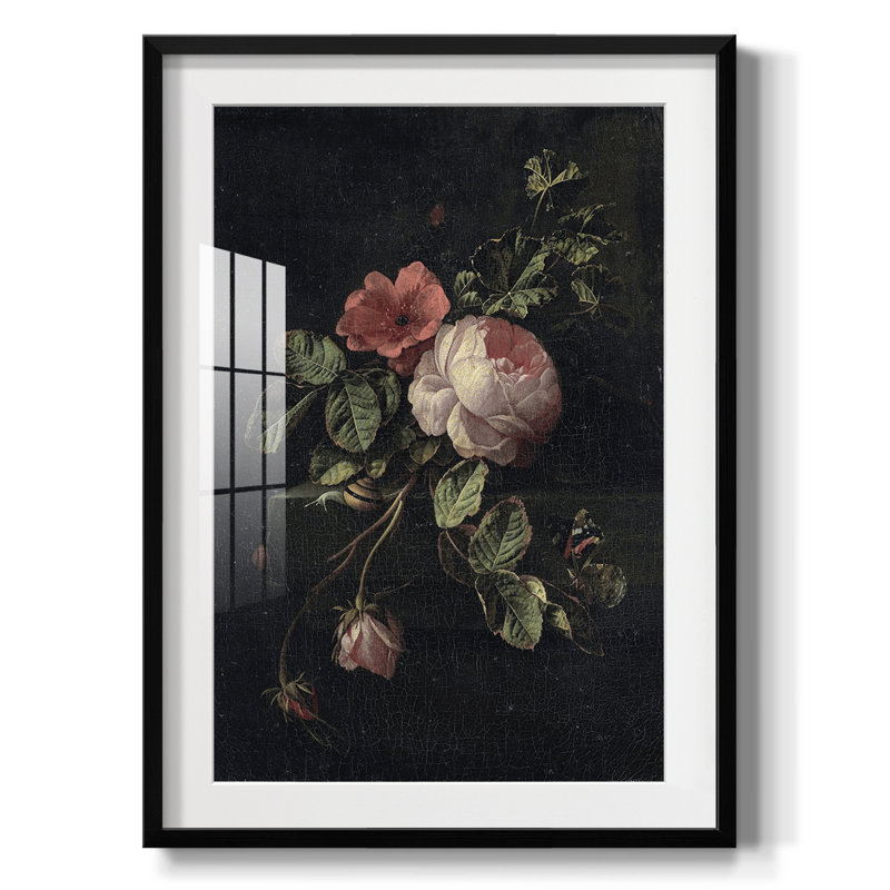 Imprimé floral rétro CCL XXXVI - impression encadrée, Noir