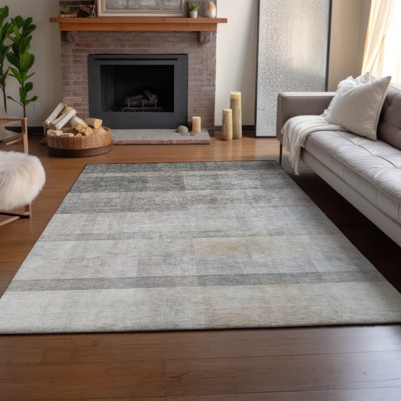 Tapis taupe Cerrito AMF568 lavable à la machine de qualité supérieure, Rectangle 2 pi 6 po x 3 pi 10 po