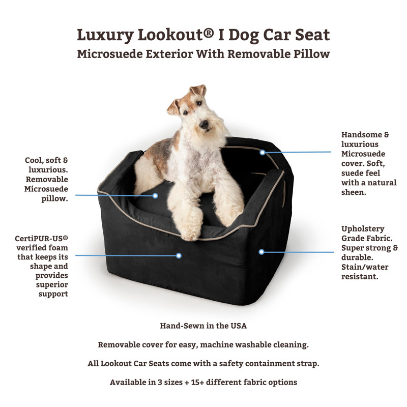 Siège d'auto pour chien Snoozer Microsuede Lookout 1, Petit, Peau de daim / café Java