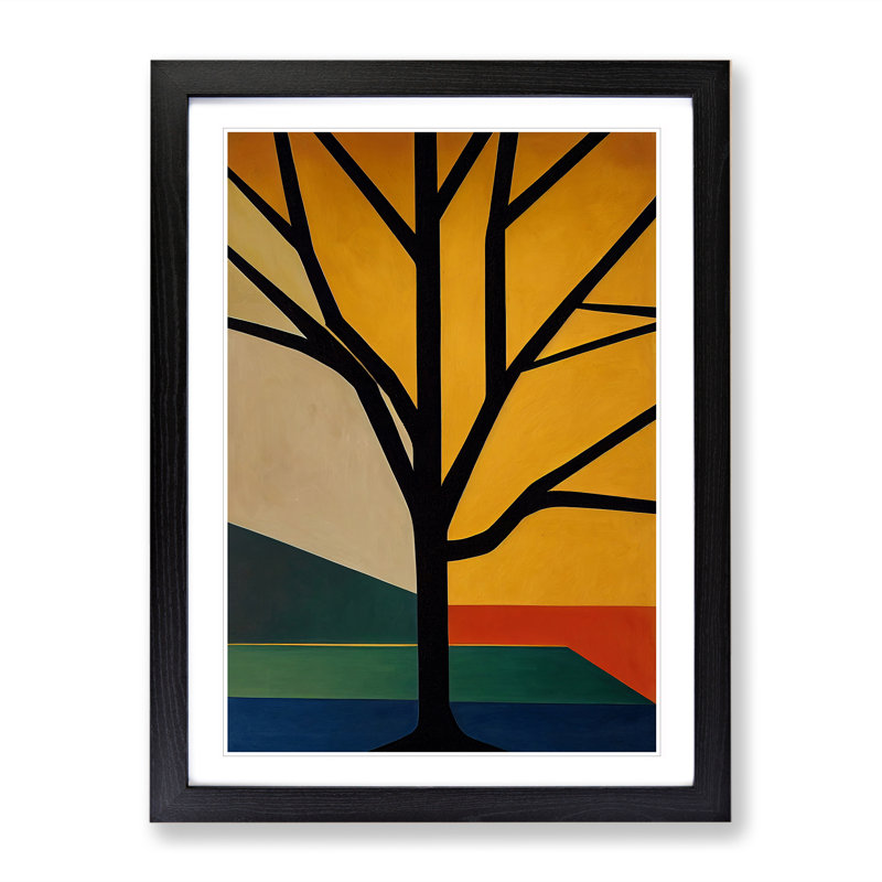 Abstract Tree No.3 - Single Picture Frame Print, Black, 64cm H x 46cm W x 2cm D