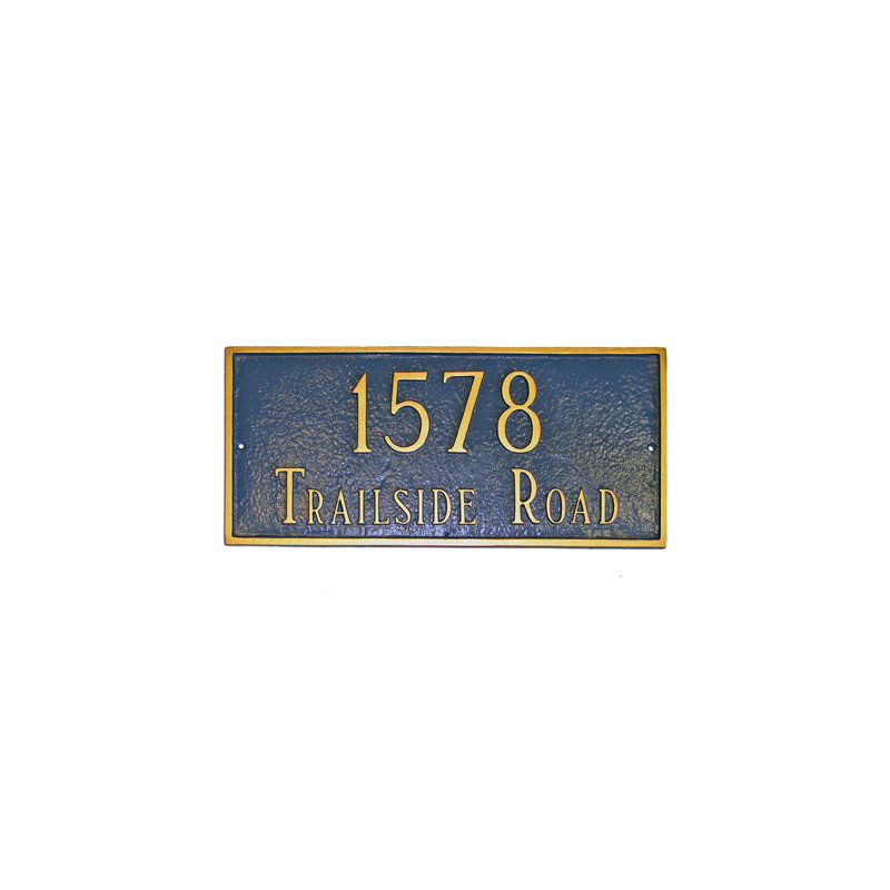 Estate 2-Line Address Plaque, Gray / White, Yes, Wall