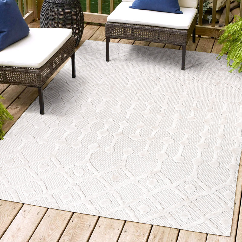 Tapis ivoire intérieur / extérieur Annalee, Rectangle 3 pi 11 po x 6 pi