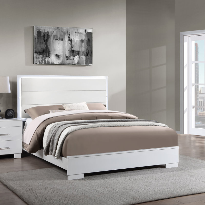 Anglina Led Lighted Bed, Queen, White