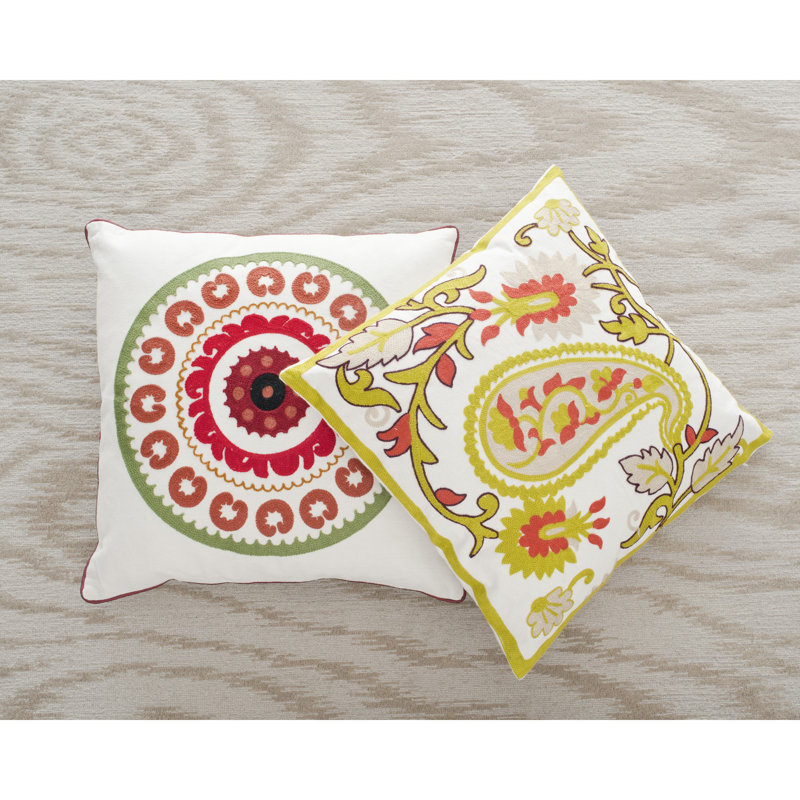 Square Cotton Pillow Cover & Insert, Jasmine Red