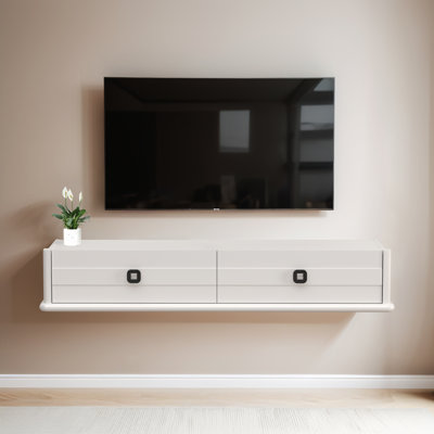 Meuble télé flottant High High, console murale en bois massif 51 po