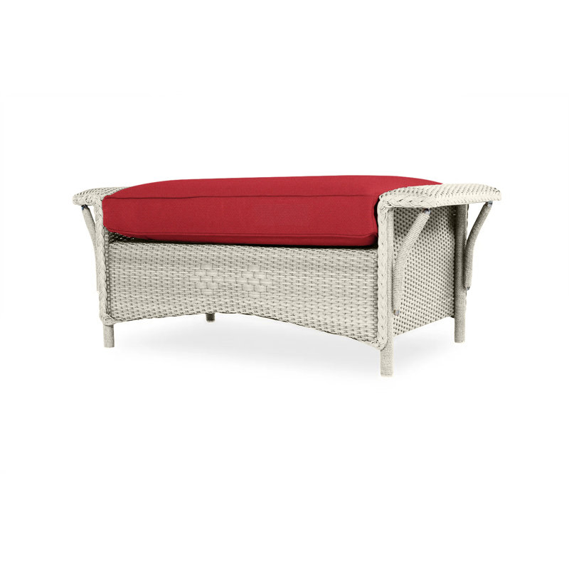Nantucket Outdoor Ottoman, Flagship Lapis Sunbrella®, Linen