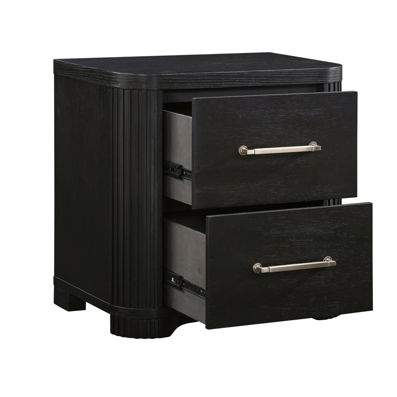 Table de chevet de conception moderne 1pc Table de chevet 2X à queue d'aronde Finition anthracite Design élégant