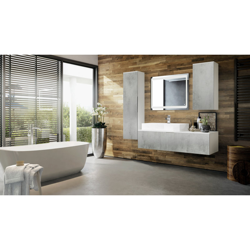 Aariyona 4-Piece Bathroom Furniture Suite, Oxide Concrete, Does not feature a mirror