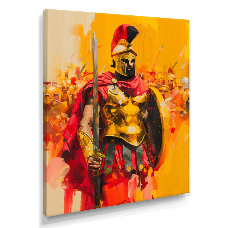 Spartan Leonidis King Warriors In Grèce II - décoration murale armée, H 20 po x l 12 po x P 1 po, Toile tendue