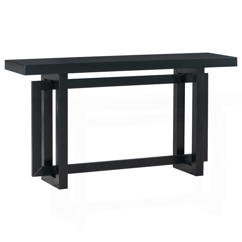 U_STYLE 59.1'' Painted Entryway Table With Pine Veneer,Unique Triple Rectangle Design Console Table With Thick Pine Wood Legs,Extra Long Sofa Table Versatile For Hallway, Living Room,Kitchen