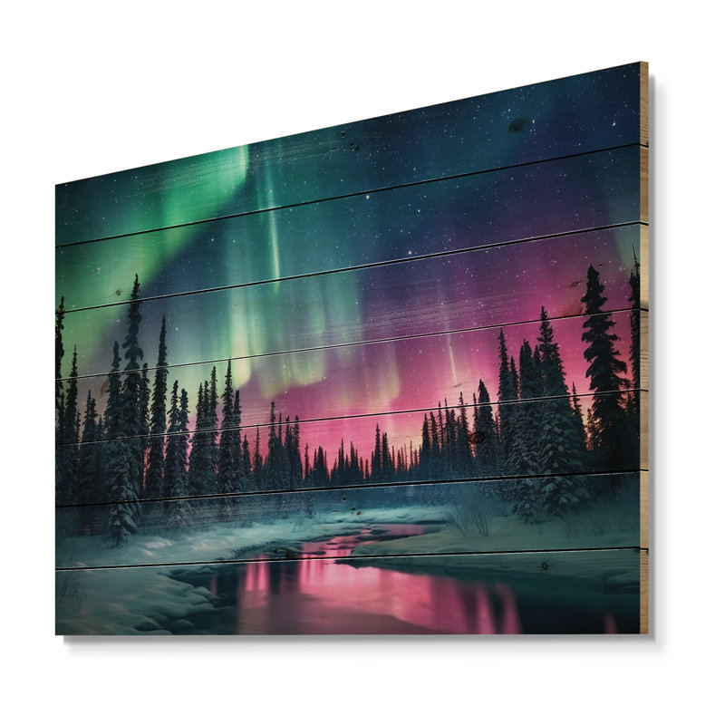 Northern Lights In Alaska II sur impression sur bois, H 30 po x l 40 po x P 0,78 po