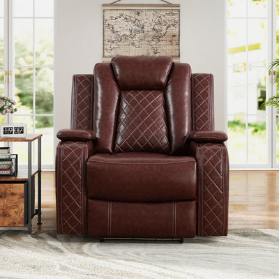 Power Recliner Sofa Chair W/ Storage and USB for Living Room,Leather, Brown
