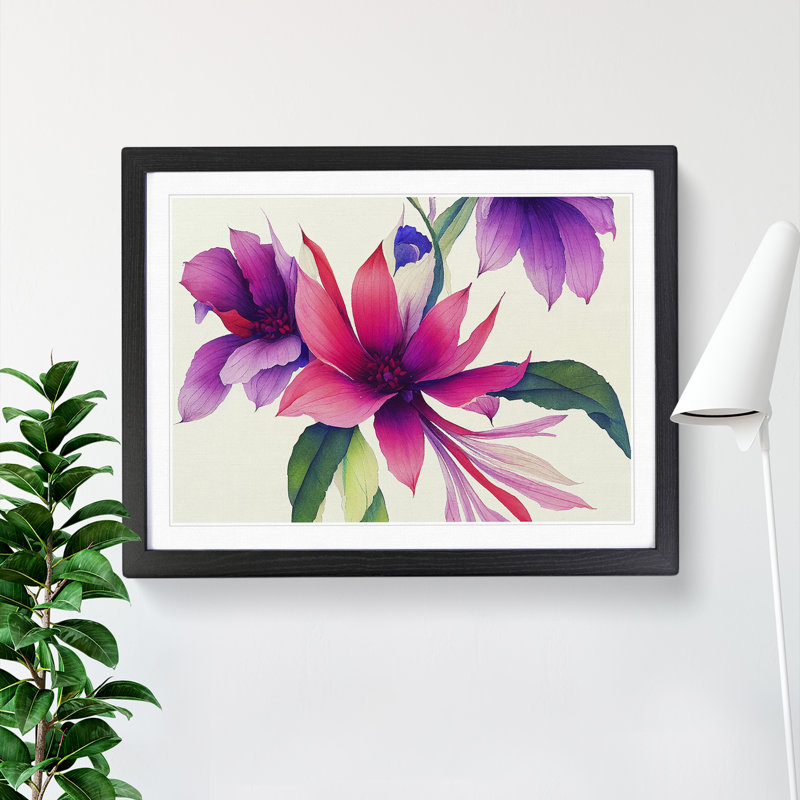 XH1022-6905X Phenomenal Flowers - Single Picture Frame Painting, Black Framed, 46cm H x 64cm W x 2cm D