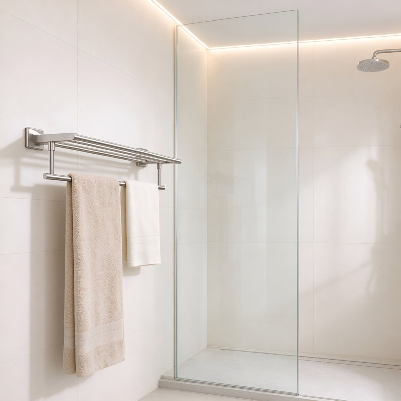 Stainless Steel Wall Mounted Towel Rack, 5" H x 16.46" L x 7.88" D, BrushedNickel