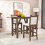 Ensemble de salle à manger à hauteur de comptoir 3 pièces Shilonda, table en bois avec 2 chaises rembourrées en lin-563609010-563609011