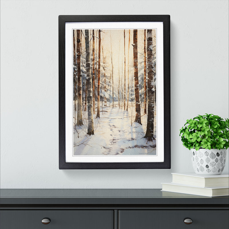 Winter Forest Symbolism - Single Picture Frame Print on Wood, Black, 34cm H x 25cm W x 2cm D