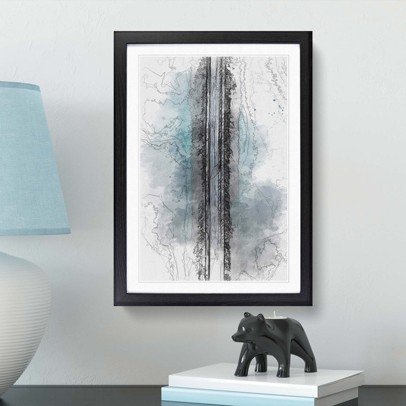 Lake Road in Abstract - Picture Frame Graphic Art Print on MDF, 36cm H x 27cm W x 2cm D, Black Framed