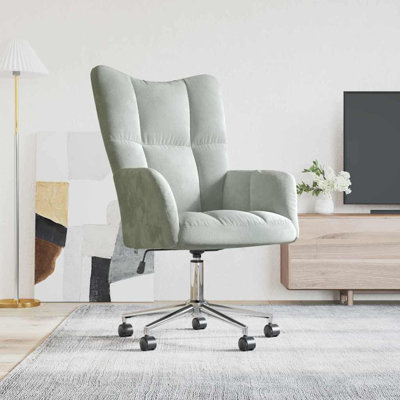  Relaxing Chair With Wheel Velvet Modern Armchair Comfort Seating Indoor