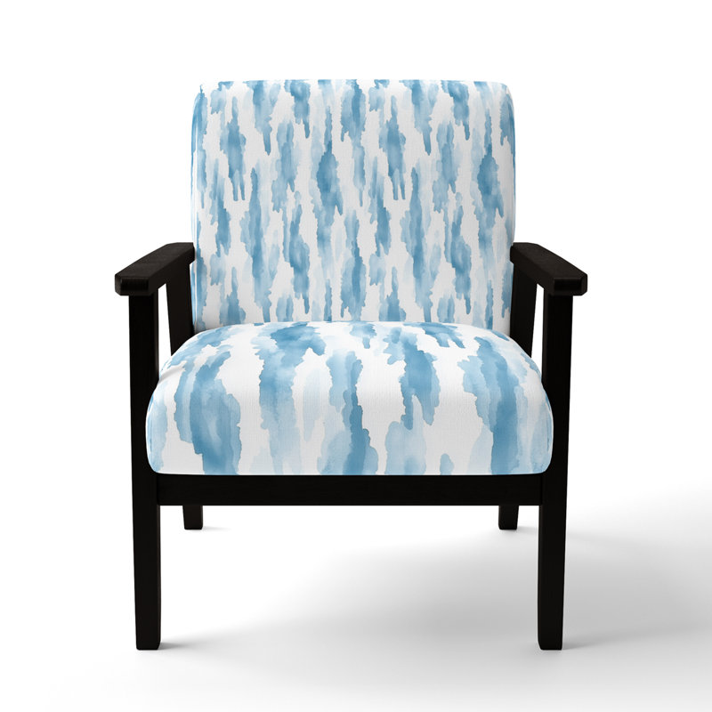 Chaise rembourrée moderne avec accoudoirs bleus Cascade, Accoudoirs carrés noirs