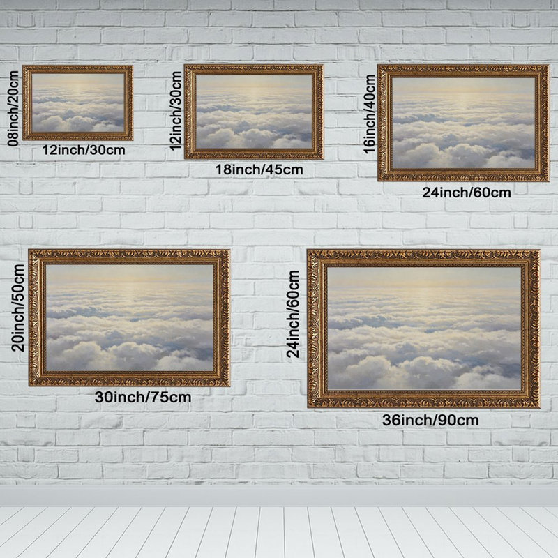 Cadre doré doré Golden Clouds Clouds - cadre décoratif doré pour art, L 20 po x l 30 po