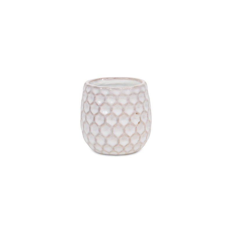 Pot à fleurs en céramique Eddins, Blanc, H 3,25 po x l 2,75 po x P 5,75 po