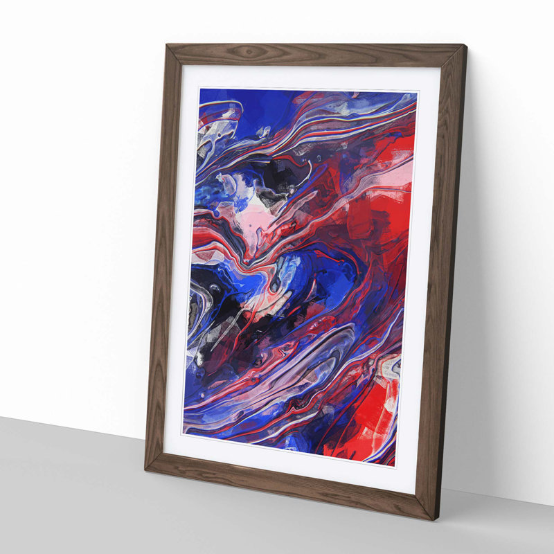 To Hold Me in Abstract - Picture Frame Graphic Art Print, 50cm H x 35cm W x 2cm D, Walnut