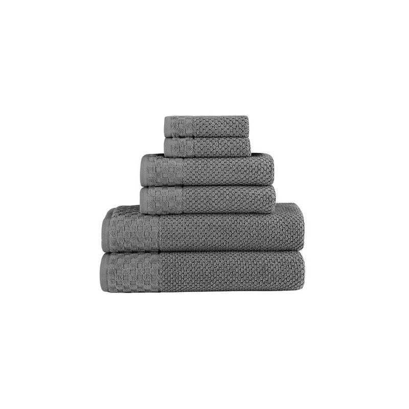 Deacon 100% Cotton Plush Jacquard Mulit-Size Set, Dark Gray