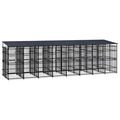 Vidaxl Dog Kennel Black Powder-Coated Steel 14.75 Durable Dog Kennel